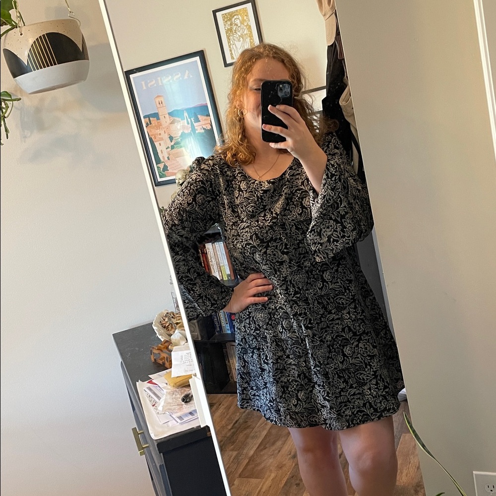 a new day | Flared Sleeve Short Floral Dress